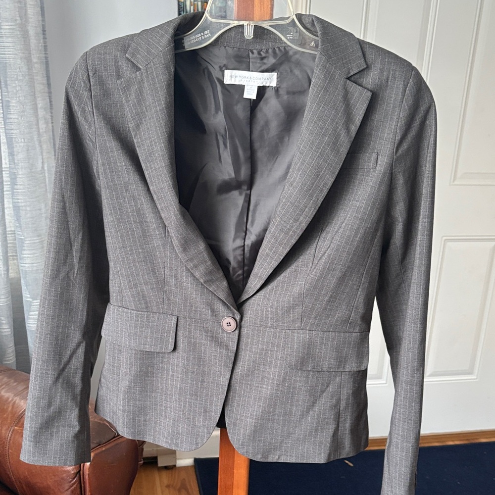 New York & Company Gray Pinstripe Blazer